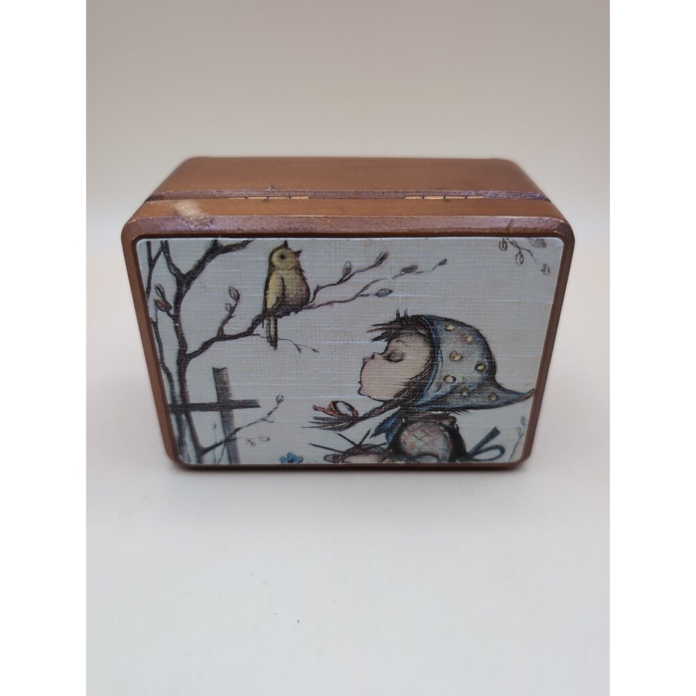 Vintage Reuge Wood Music Box #53001 Hummel Girl Design Plays Dr. Zhivago Swiss